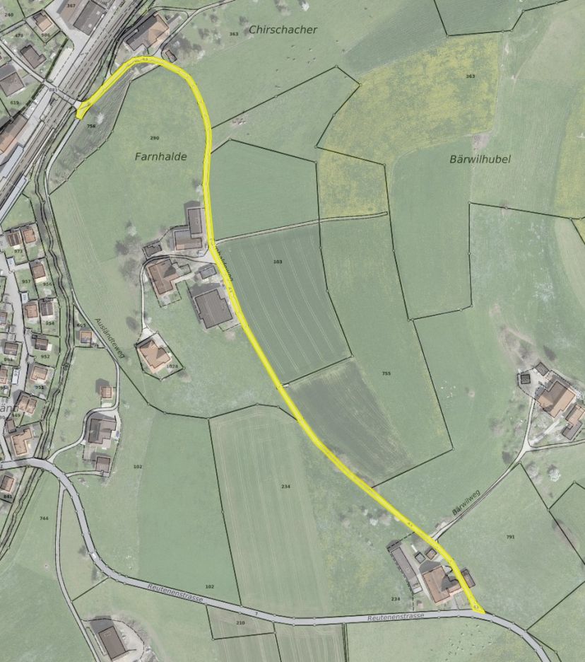 Plan / Projektperimeter Sanierung Farnhaldeweg